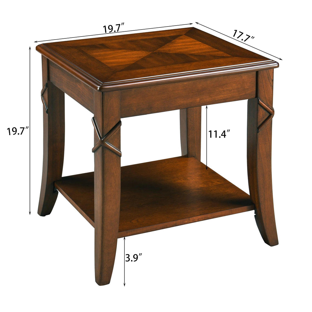 Wooden 2-Tier End Table with Shelf K8272