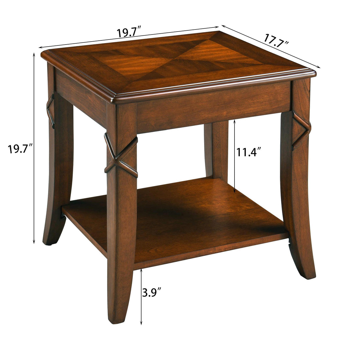 Wooden 2-Tier End Table with Shelf K8272