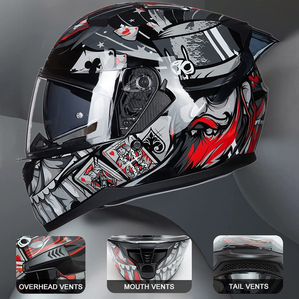 Bluetooth Motorcycle Helmet Anti-Fog Flip Up Full Face DOT Approved D36577