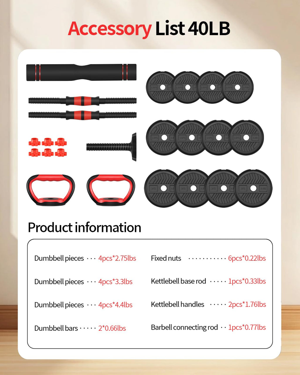 Adjustable Dumbbells Free Weight Set with Connector K55531
