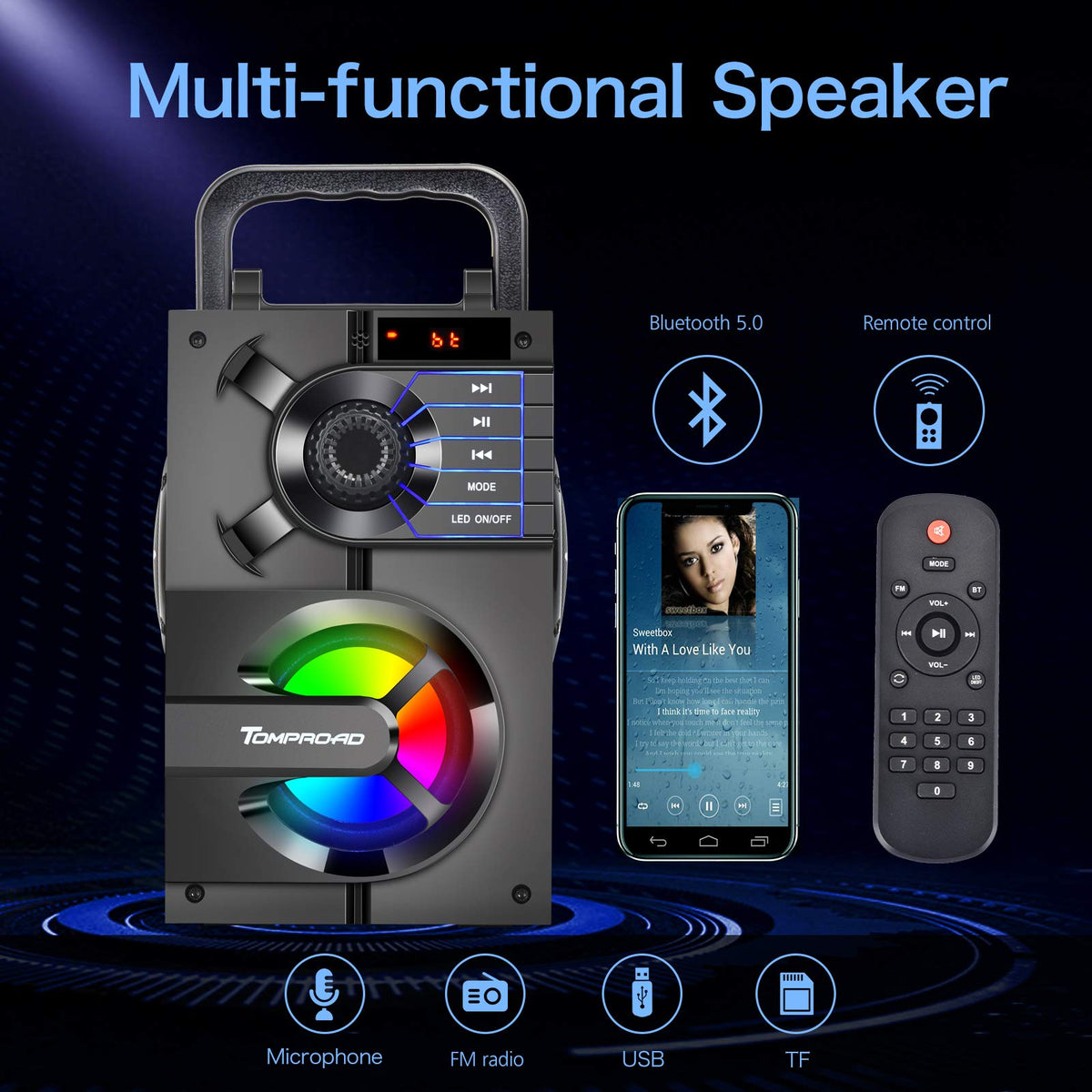 Portable Bluetooth Speaker with Subwoofer R834039