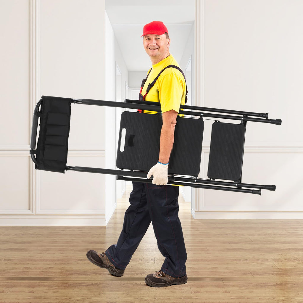 3-Step Ladder with Anti-Slip Platform, 330 lbs Capacity, Steel Frame J521