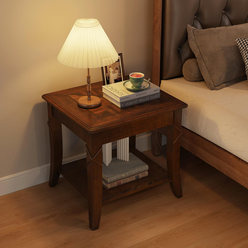 Wooden 2-Tier End Table with Shelf K8272