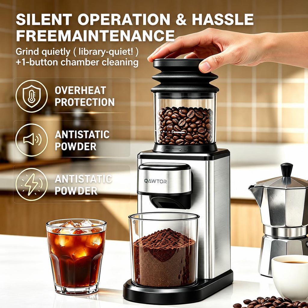 Conical Burr Coffee Bean Grinder, 25 Precise Settings, Anti-Static A568