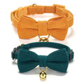 2 Pack Soft Corduroy Cat Collars with Bow Tie & Bell P8882