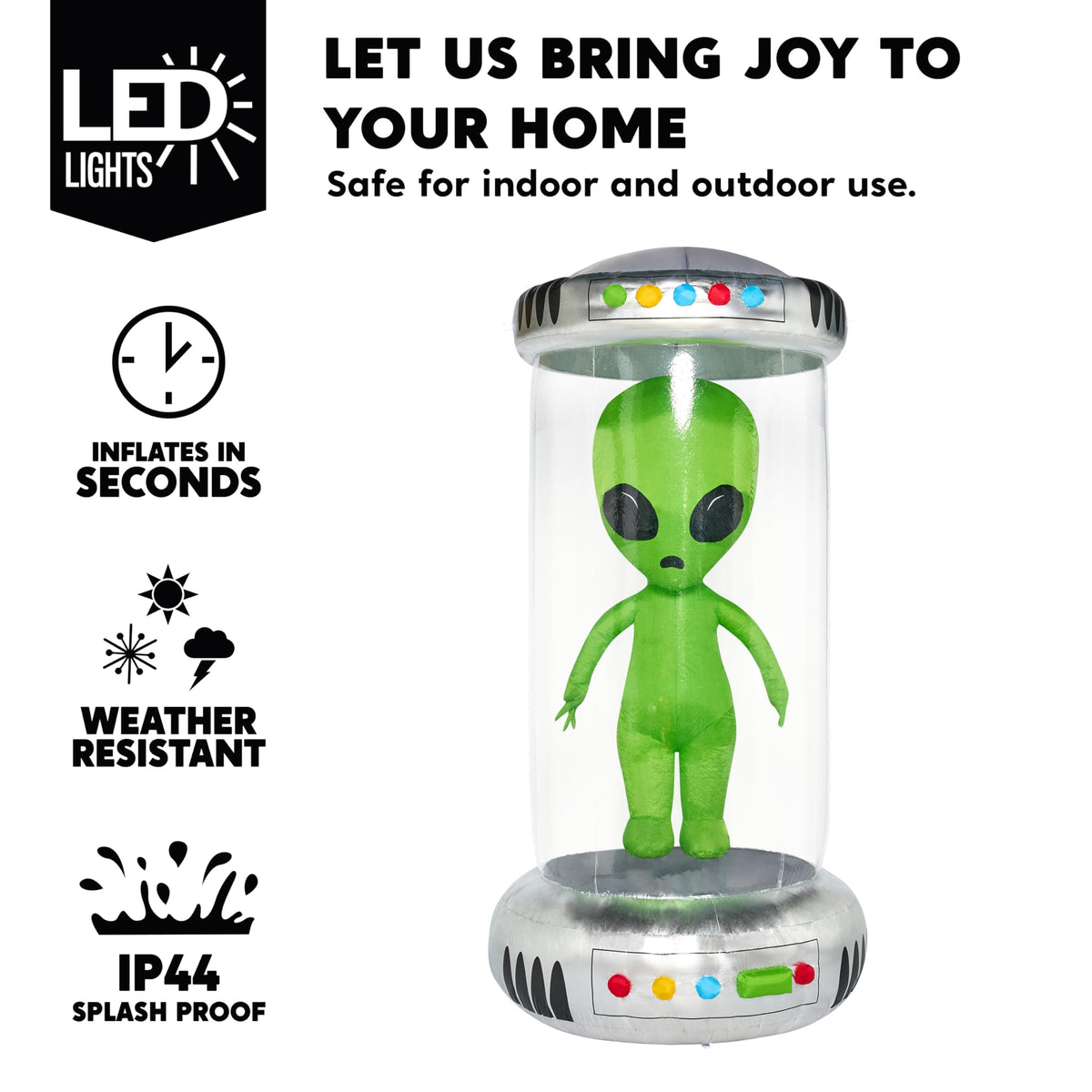 7 ft Tall Halloween Inflatable Alien Decoration with Animated LEDs E23422