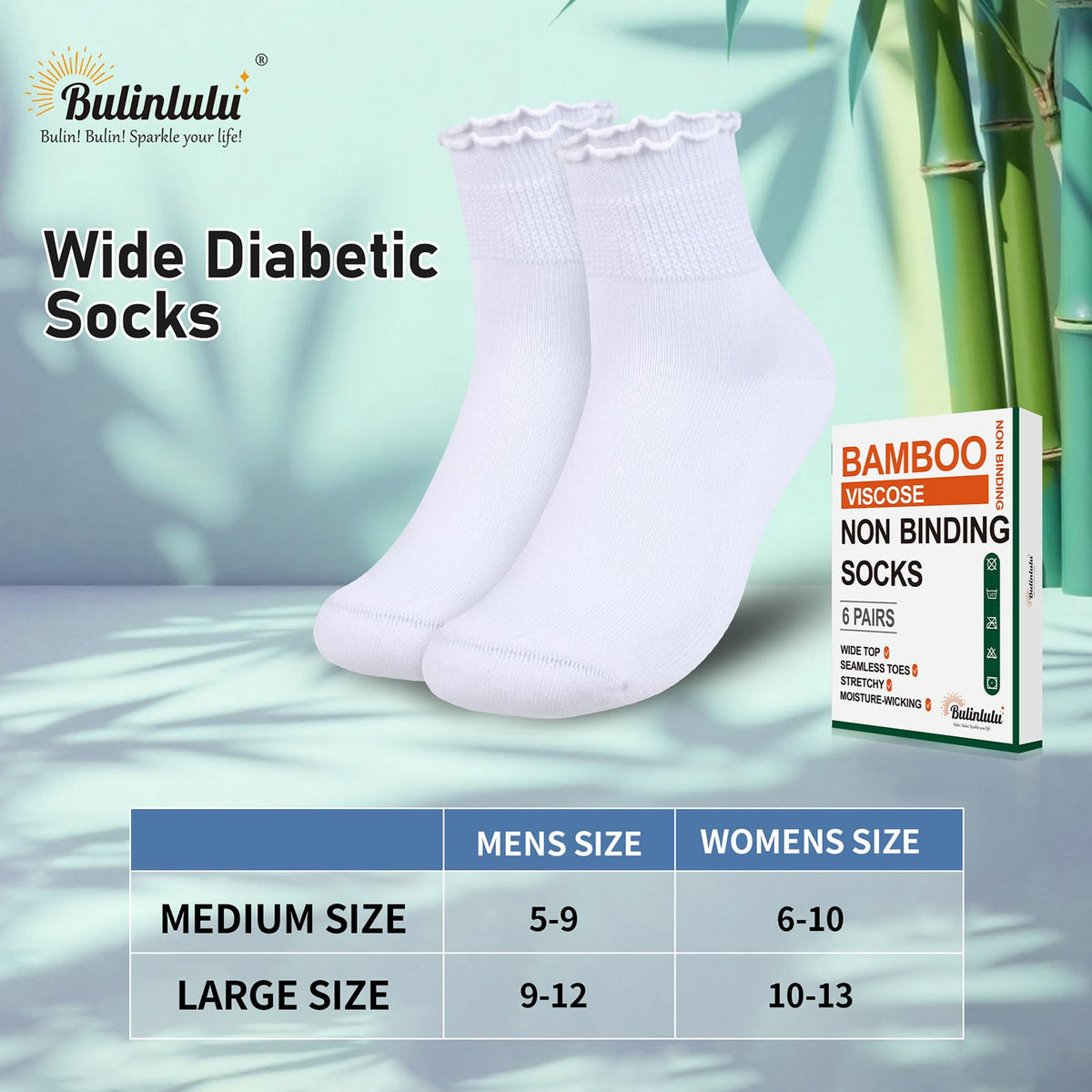 Women's 6 Pairs Non-Binding Diabetic Socks Size 9-11 H26383