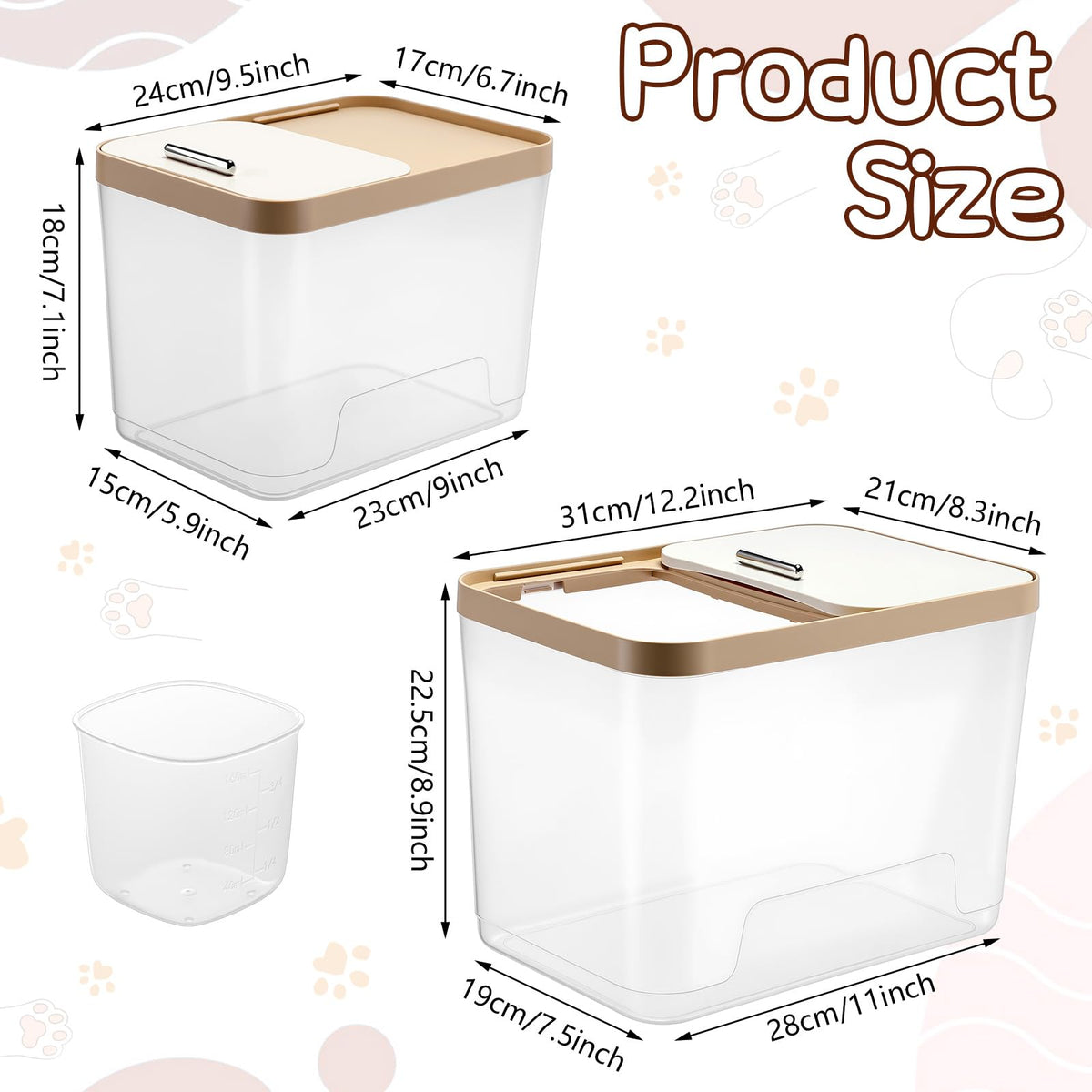 4 Pcs Clear Dog Food Storage Containers T125