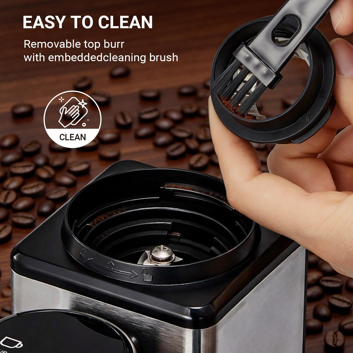 Conical Burr Coffee Bean Grinder, 25 Precise Settings, Anti-Static A568