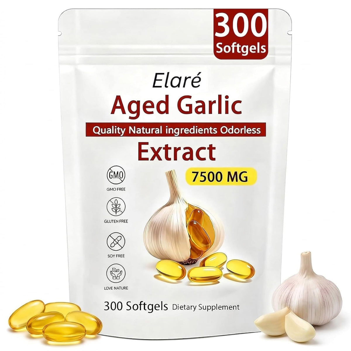 Odorless Organic Garlic Extract Capsules 300 Softgels F200