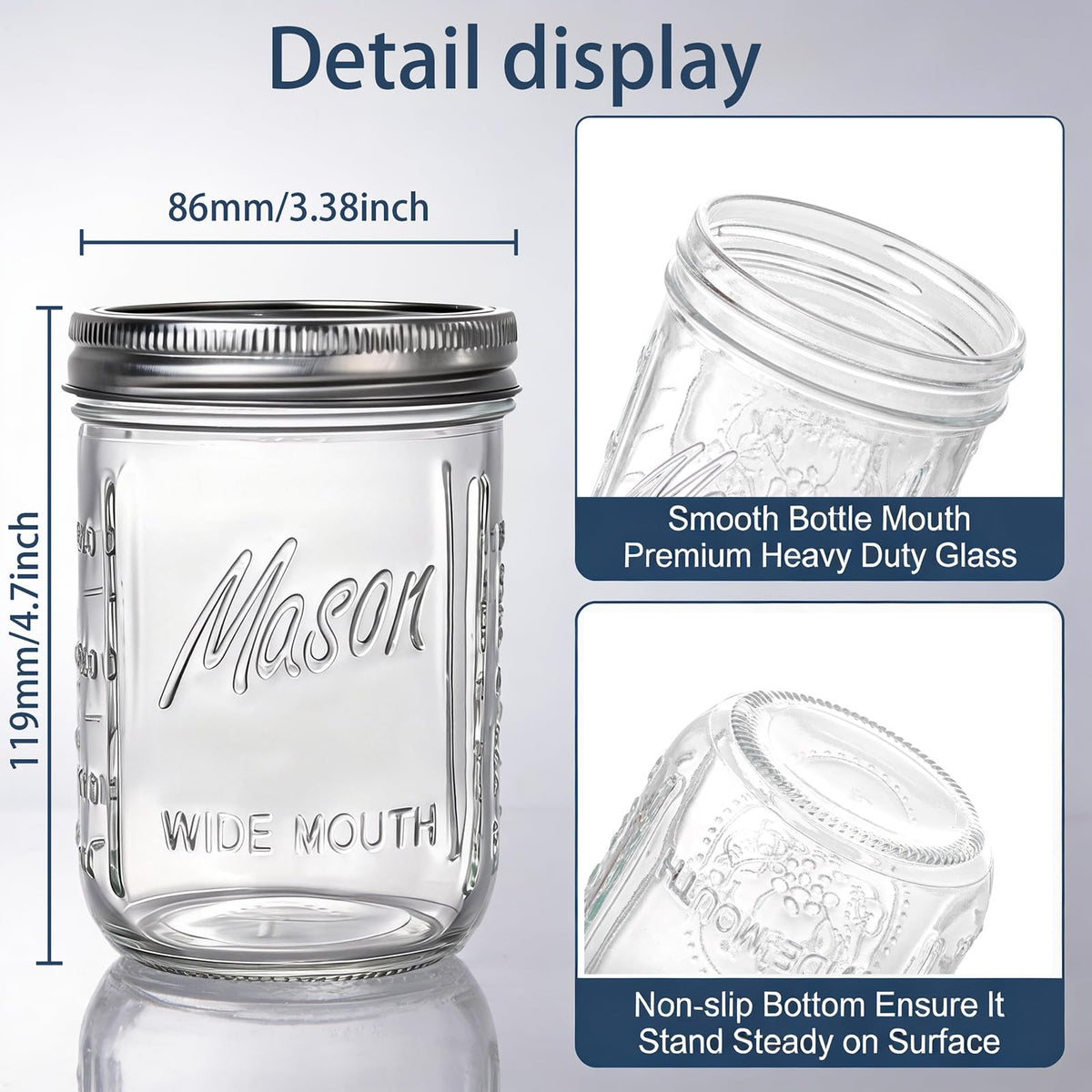 6-Pack 16 oz Wide Mouth Glass Mason Jars with Lids M580