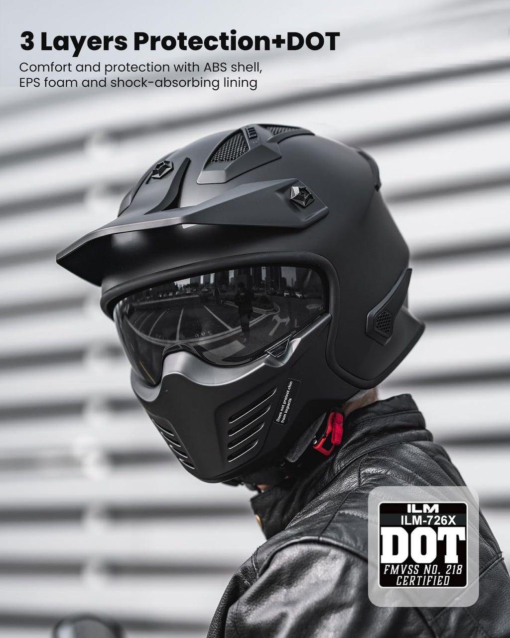 Open Face 3/4 Half Motorcycle Helmet DOT Matte Black M X51640