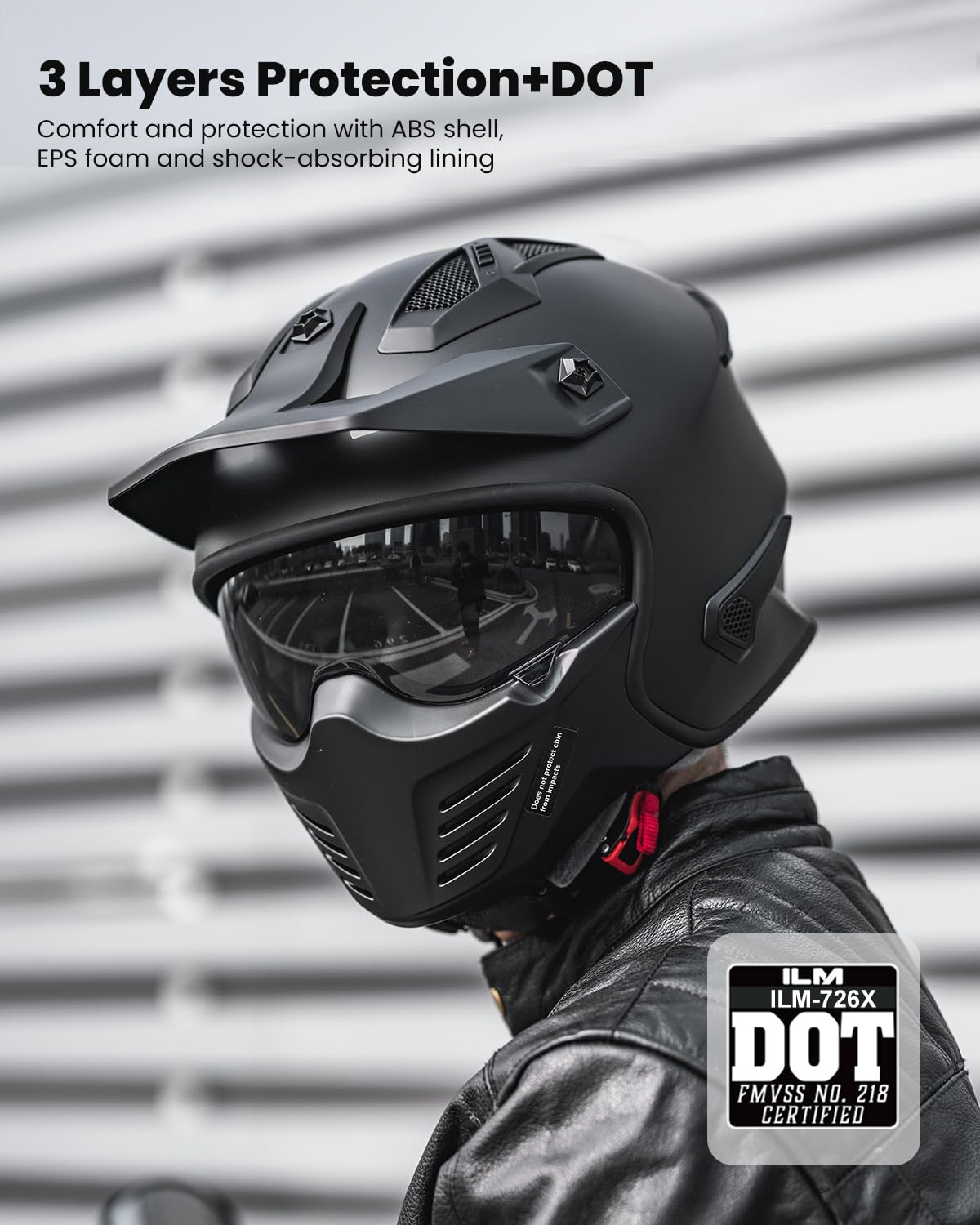 Open Face 3/4 Half Motorcycle Helmet DOT Matte Black M X51640