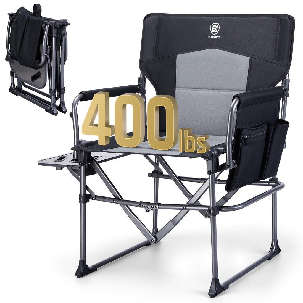 Portable Folding Camping Chair with Side Table, Black X10378
