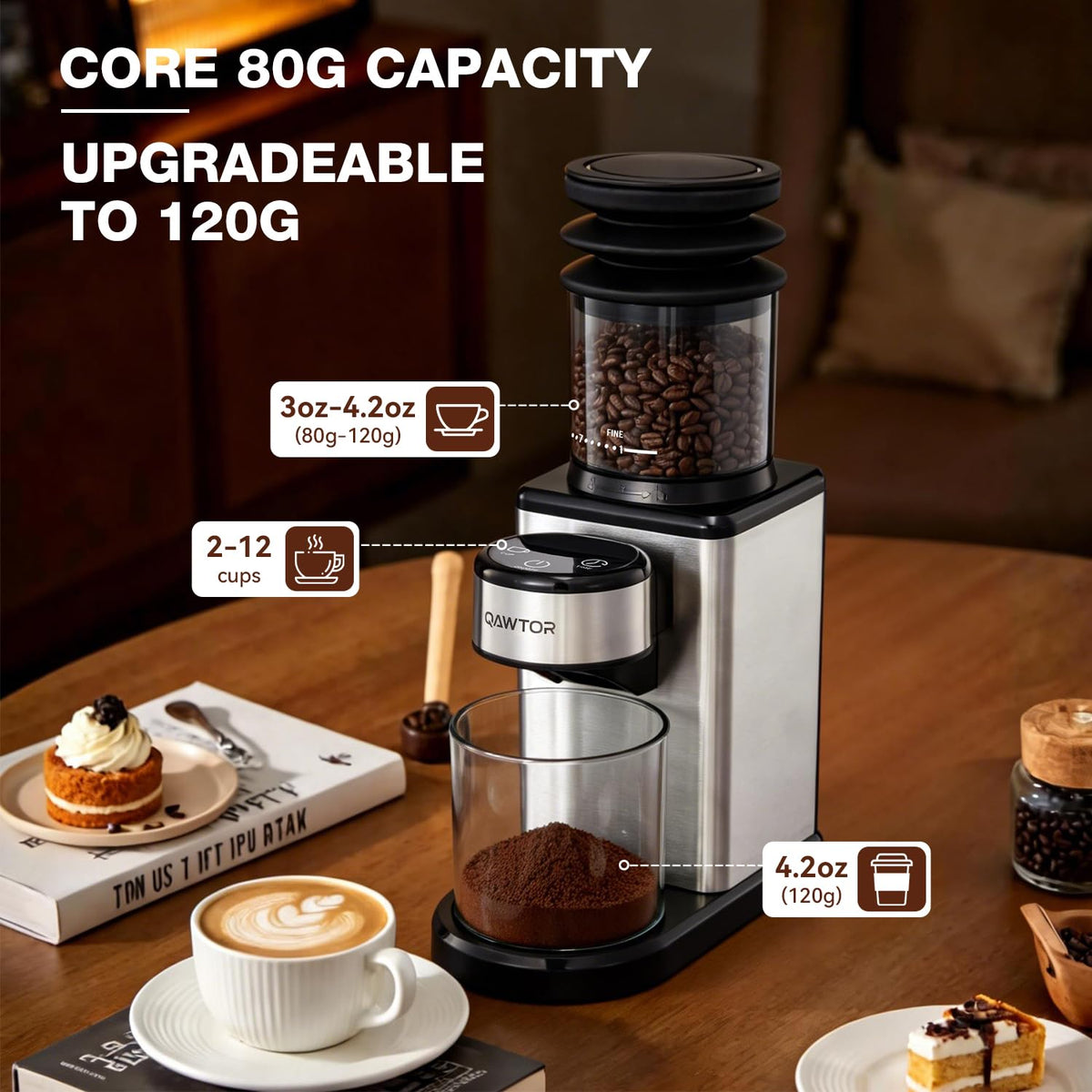 Conical Burr Coffee Bean Grinder, 25 Precise Settings, Anti-Static A568