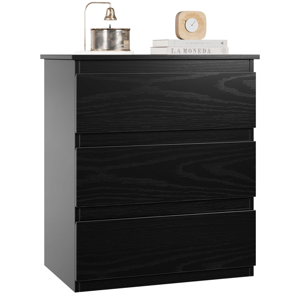 Black 3 Drawer Nightstand D304