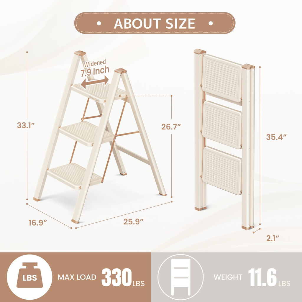 Foldable 3 Step Ladder with Anti-Slip Pedal X74509