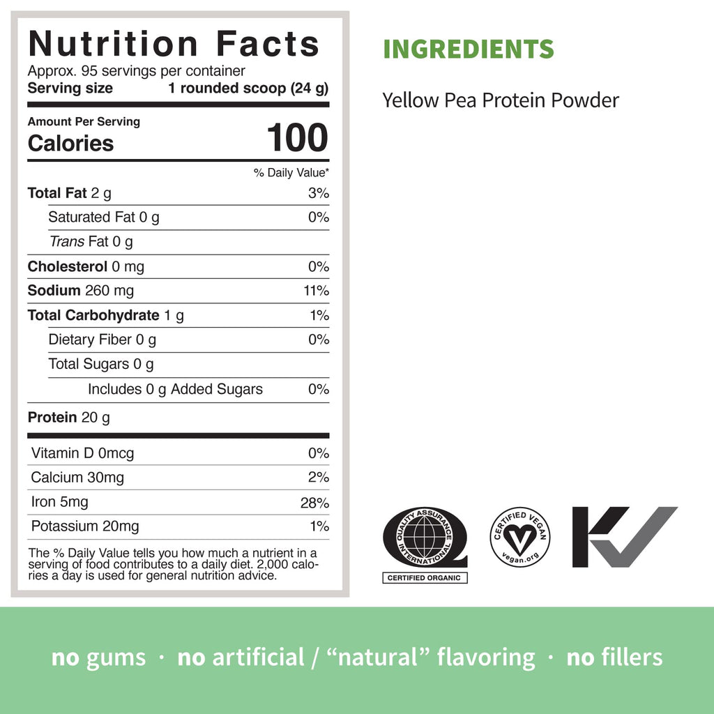 Organic Pea Protein Powder, Unflavored, 5 Pound G230