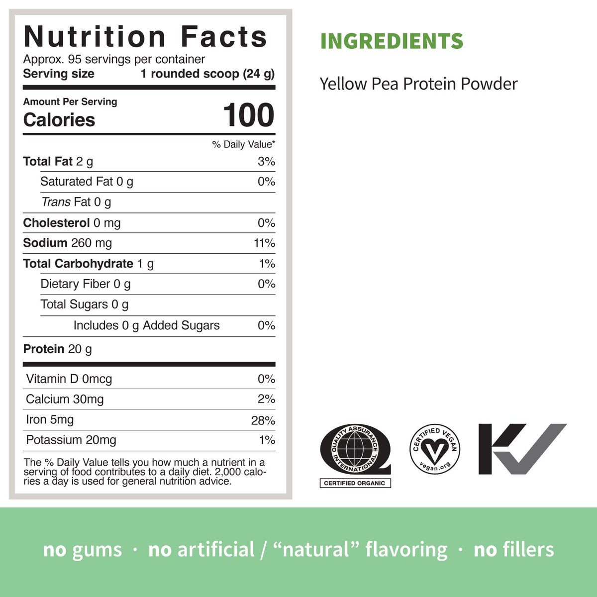 Organic Pea Protein Powder, Unflavored, 5 Pound G230