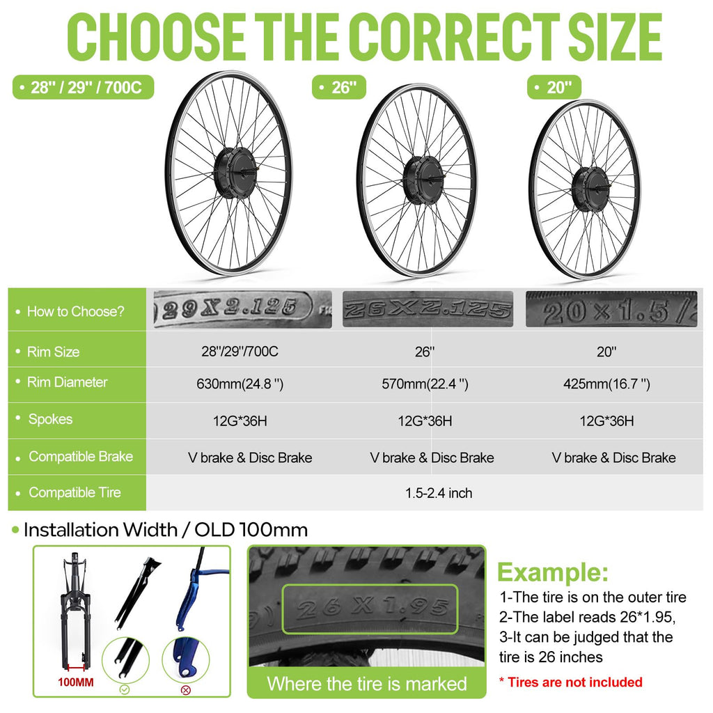 48V 500W Front Wheel Electric Bike Conversion Kit Z53379