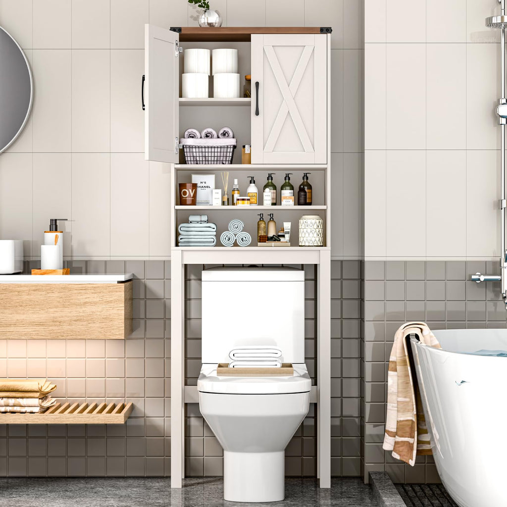 Over The Toilet Storage Cabinet with Adjustable Shelf, White I81685