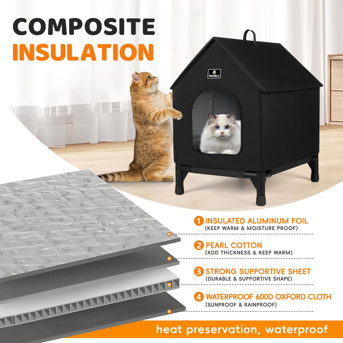 Outdoor Insulated Cat House with Removable Mat R4115