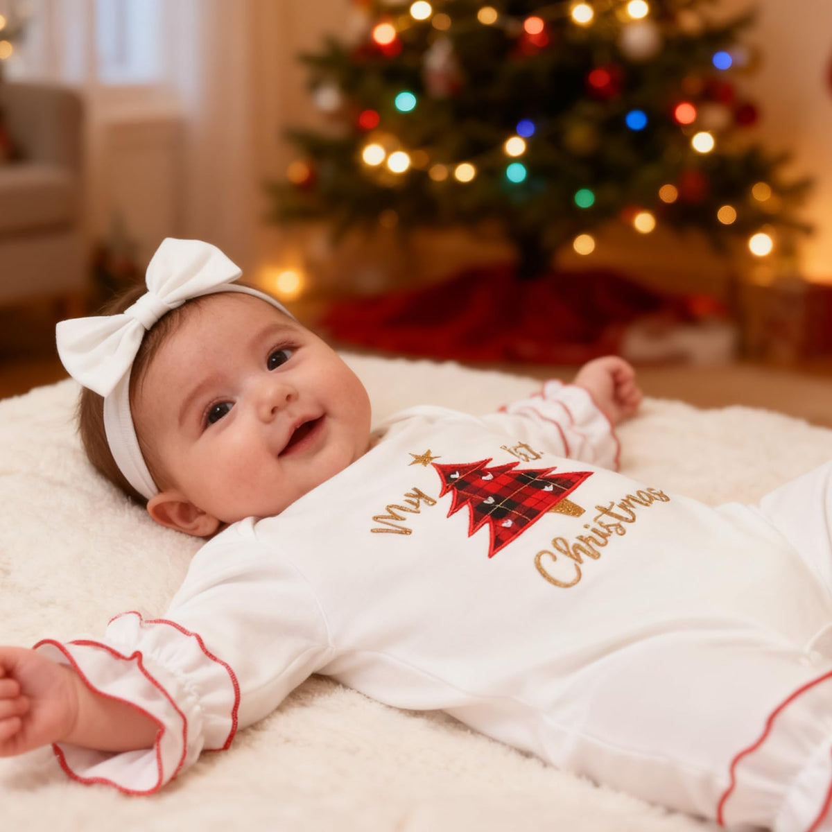 Christmas Baby Girl Santa Long Sleeve Romper U6627
