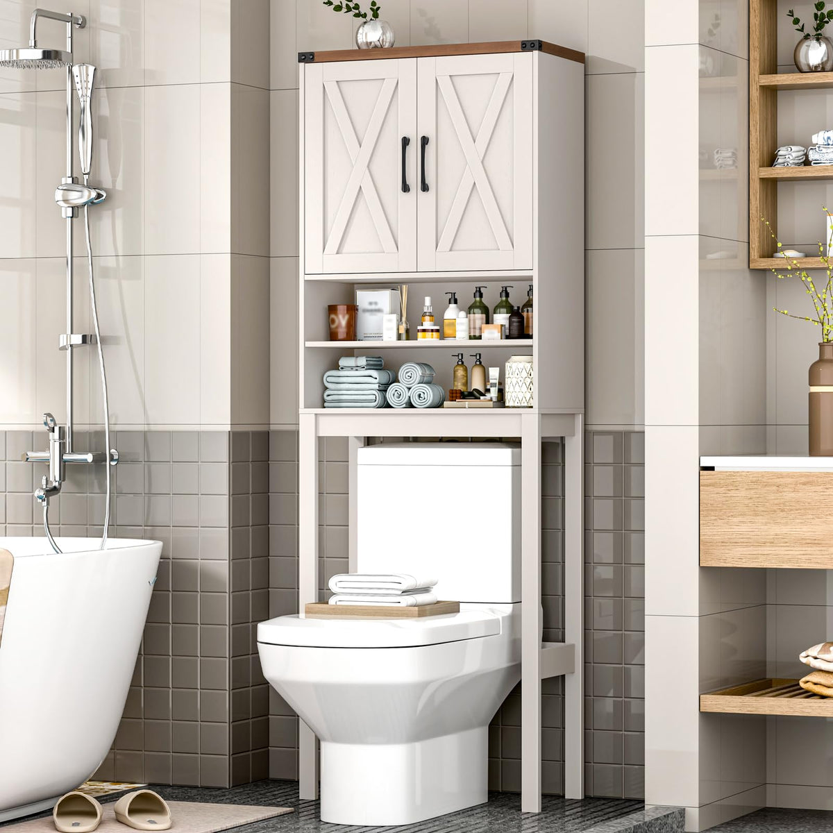 Over The Toilet Storage Cabinet with Adjustable Shelf, White I81685