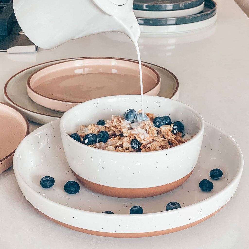 Ceramic Flat Bowls Set of 4 25 oz Porcelain Bowl L8012