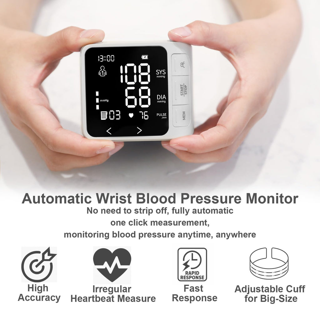 Wrist Blood Pressure Monitor with 2 Users Memory LCD Display R21217