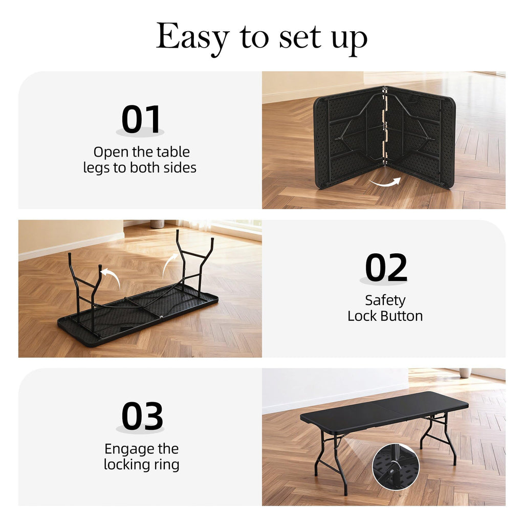 6FT Heavy Duty Foldable Plastic Table I285