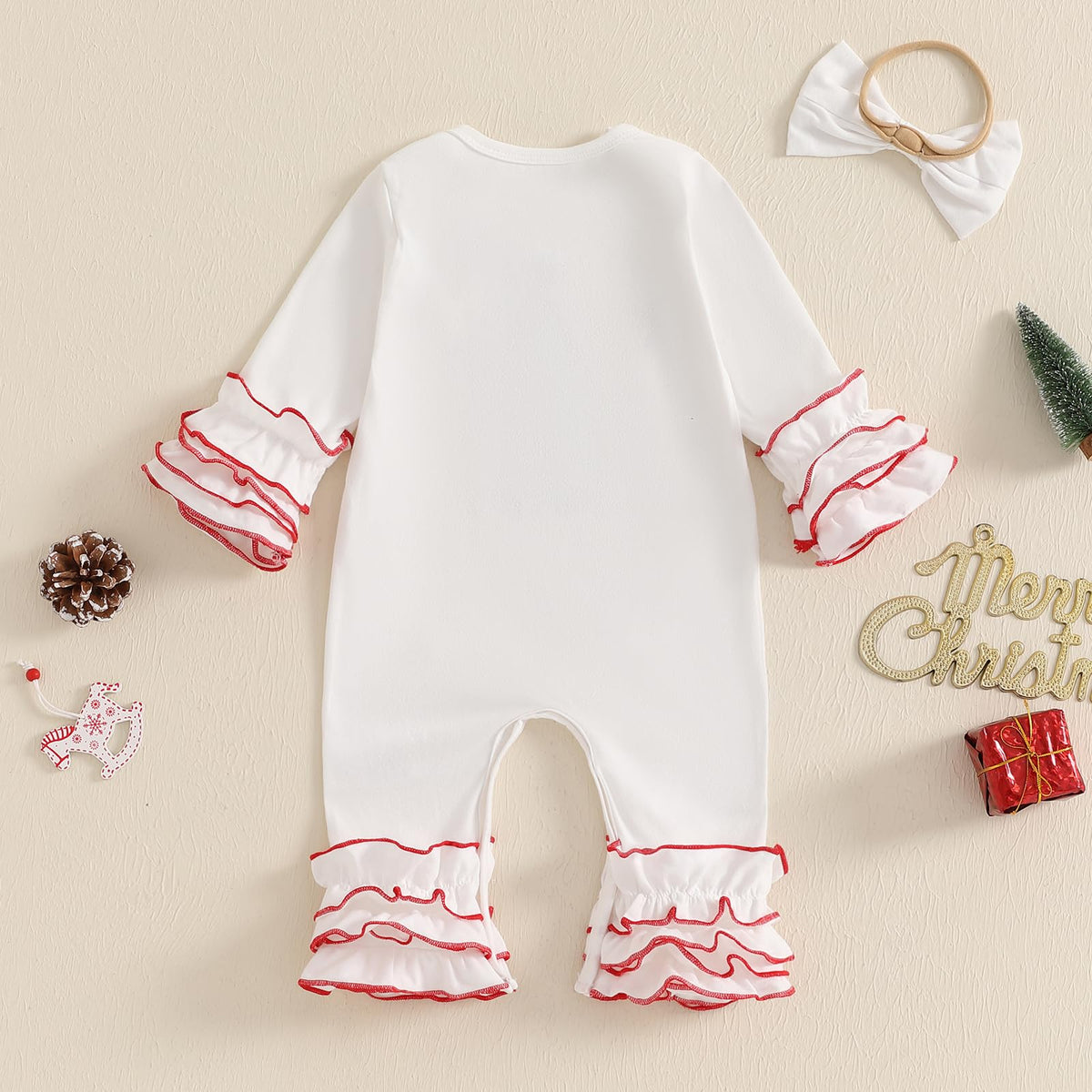 Christmas Baby Girl Santa Long Sleeve Romper U6627