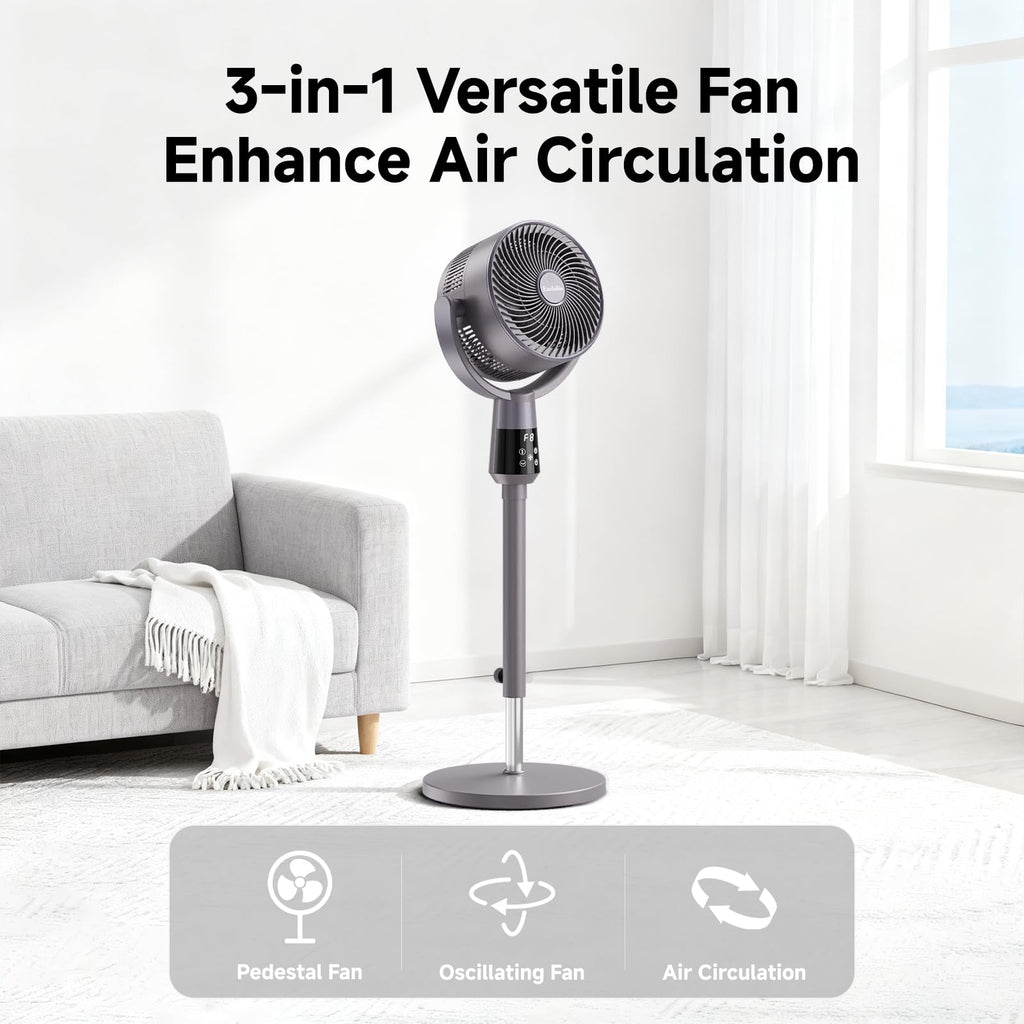 Oscillating Pedestal Fan, 25dB Standing Fan with 8 Speeds, 12H Timer, 36-45'' Adjustable Height, Remote Control X34621