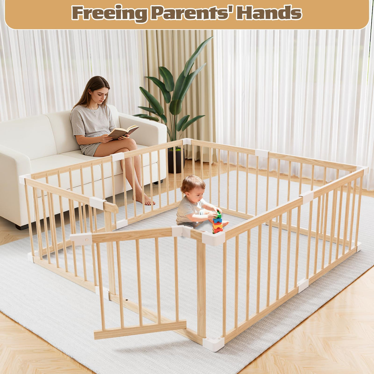 Wooden Baby Playpen 53"x53" B58614
