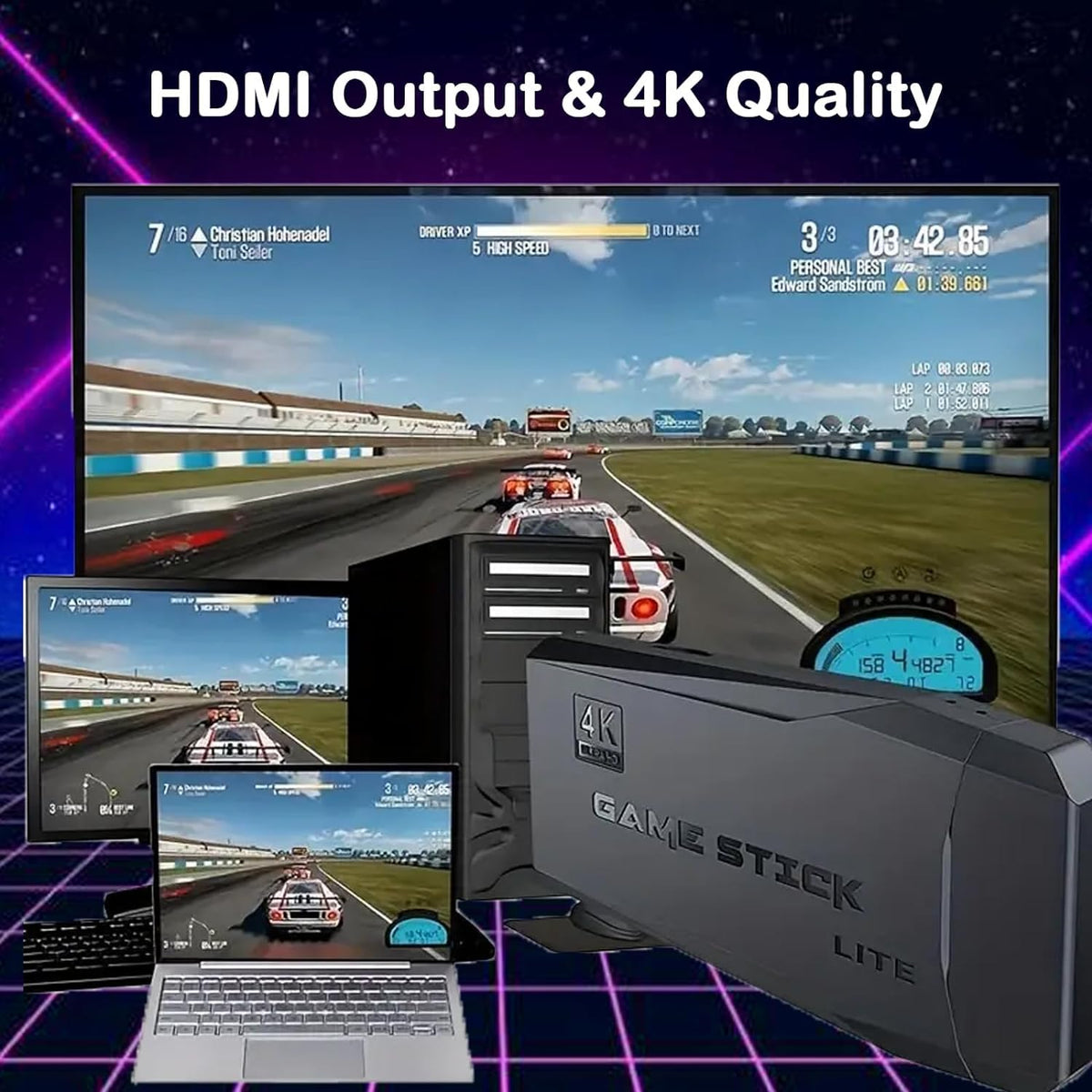 Retro Game Console Plug and Play 4K HDMI 15 Classic Emulators Dual 2.4G Wireless Controllers K7374