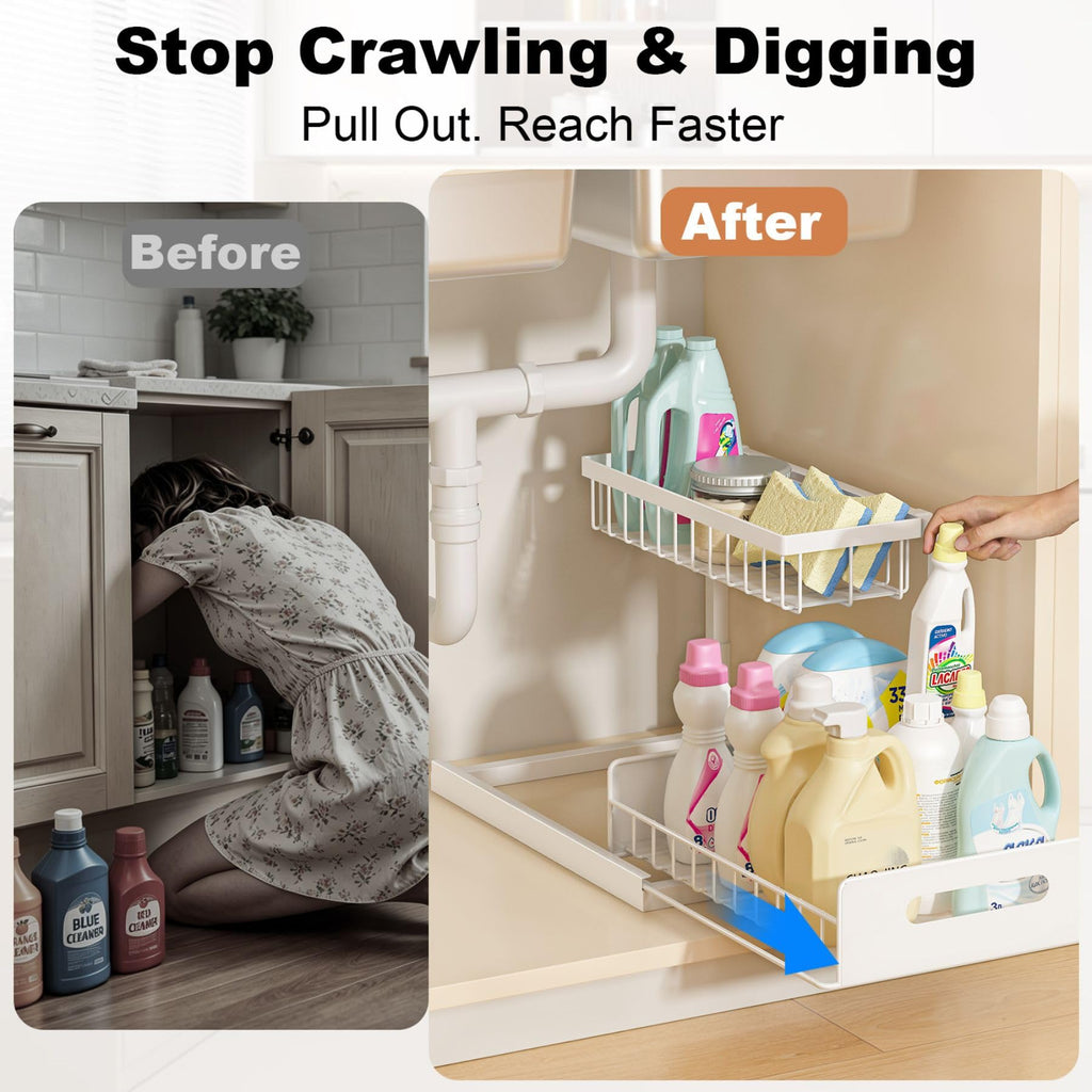 Under Sink 2 Tier Pull Out Cabinet Organizer X506