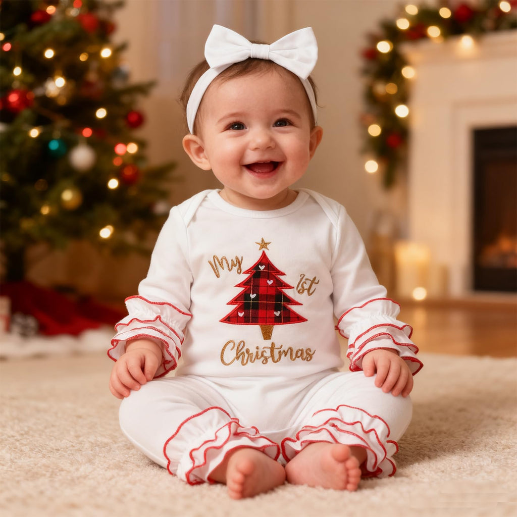 Christmas Baby Girl Santa Long Sleeve Romper U6627