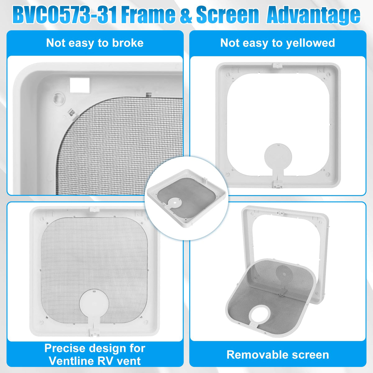 Birch White Roof Vent Frame Screen Replacement 13.5×13.5inch J53422