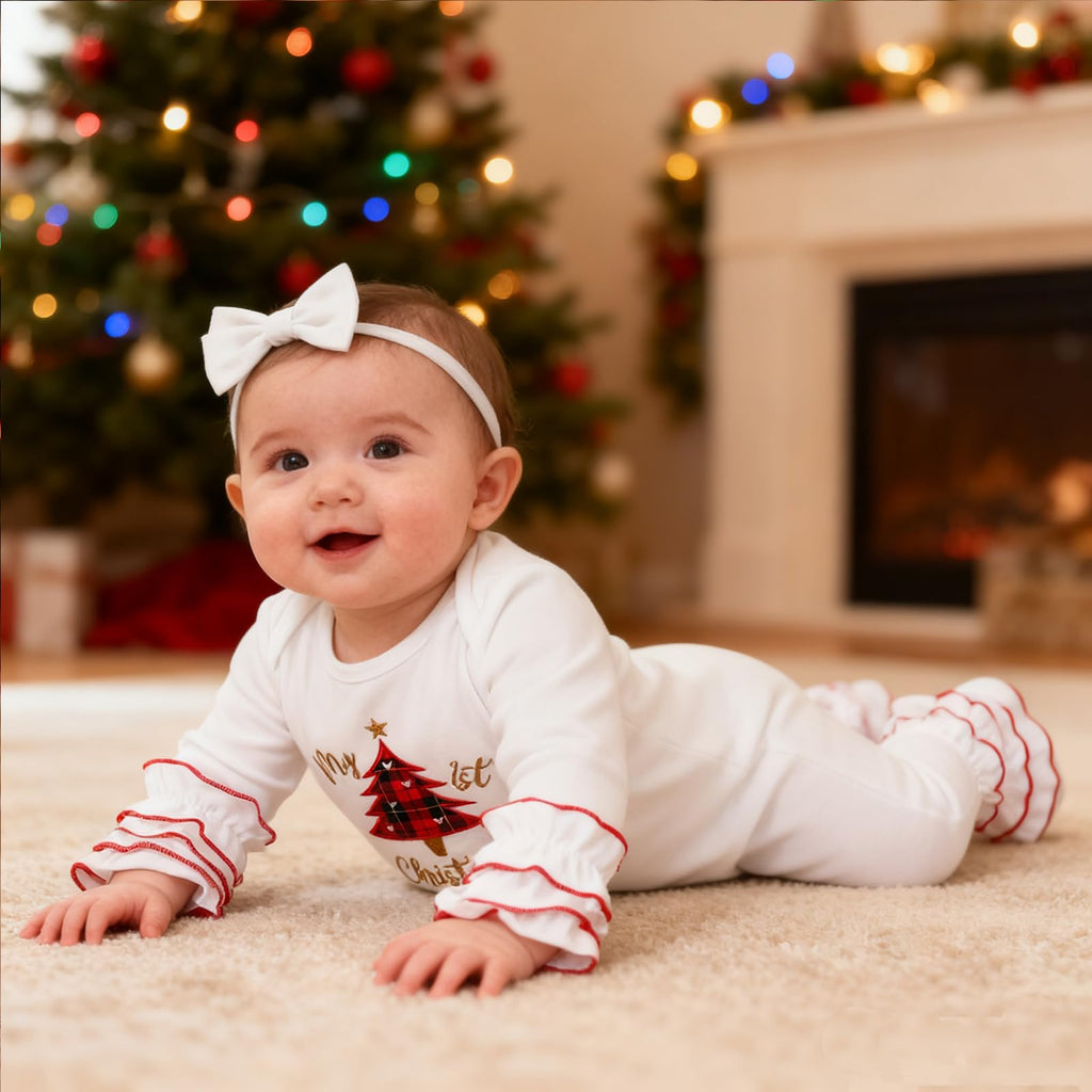 Christmas Baby Girl Santa Long Sleeve Romper U6627