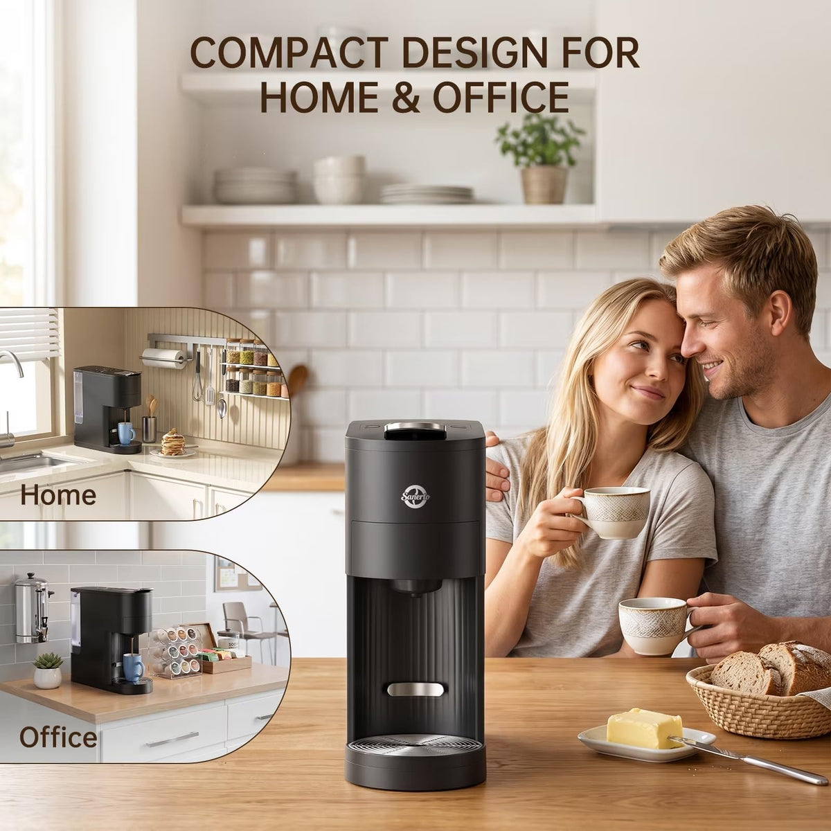 Single Serve Coffee Maker with K Cup Capsules & Grounds, Black A778318