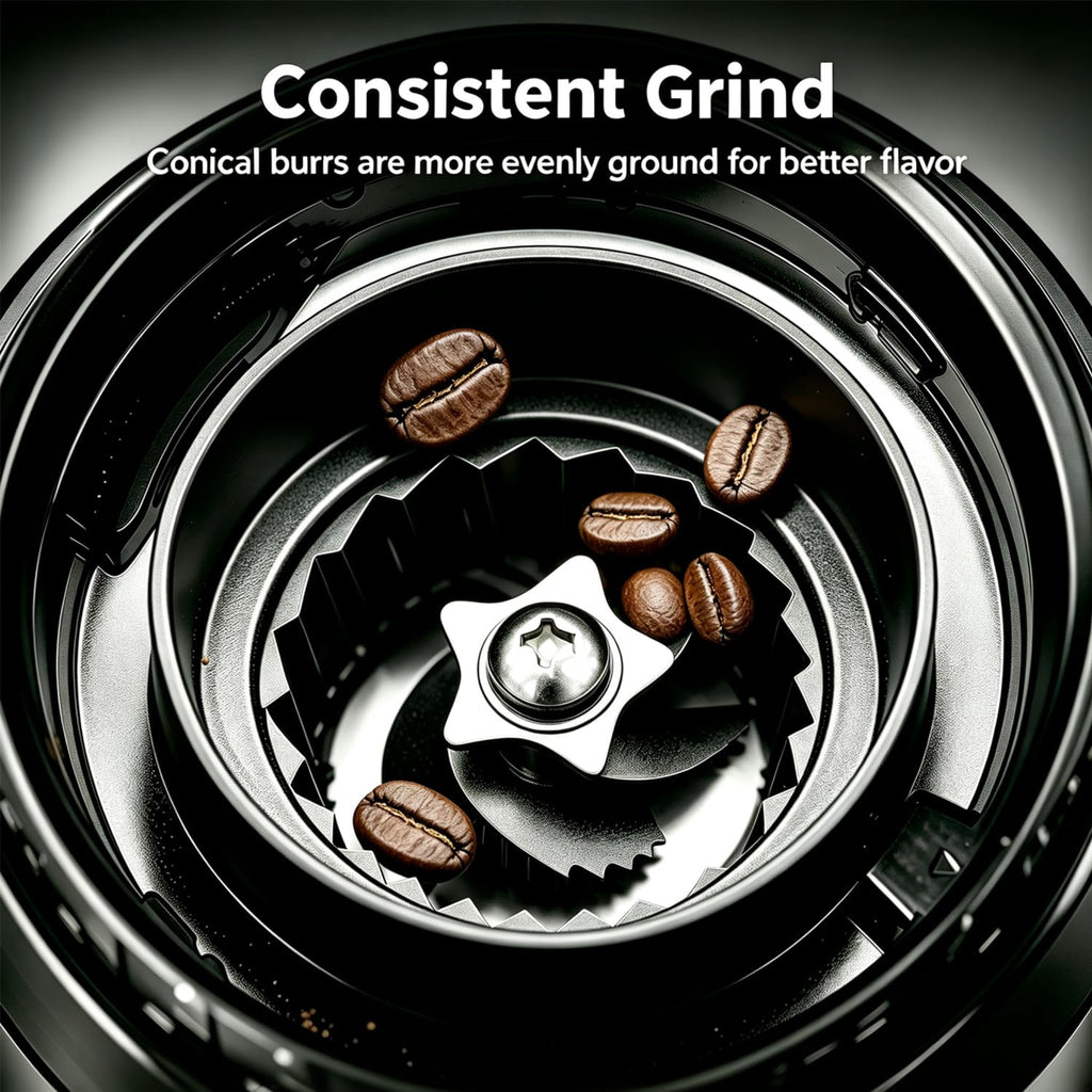 Conical Burr Coffee Bean Grinder, 25 Precise Settings, Anti-Static A568