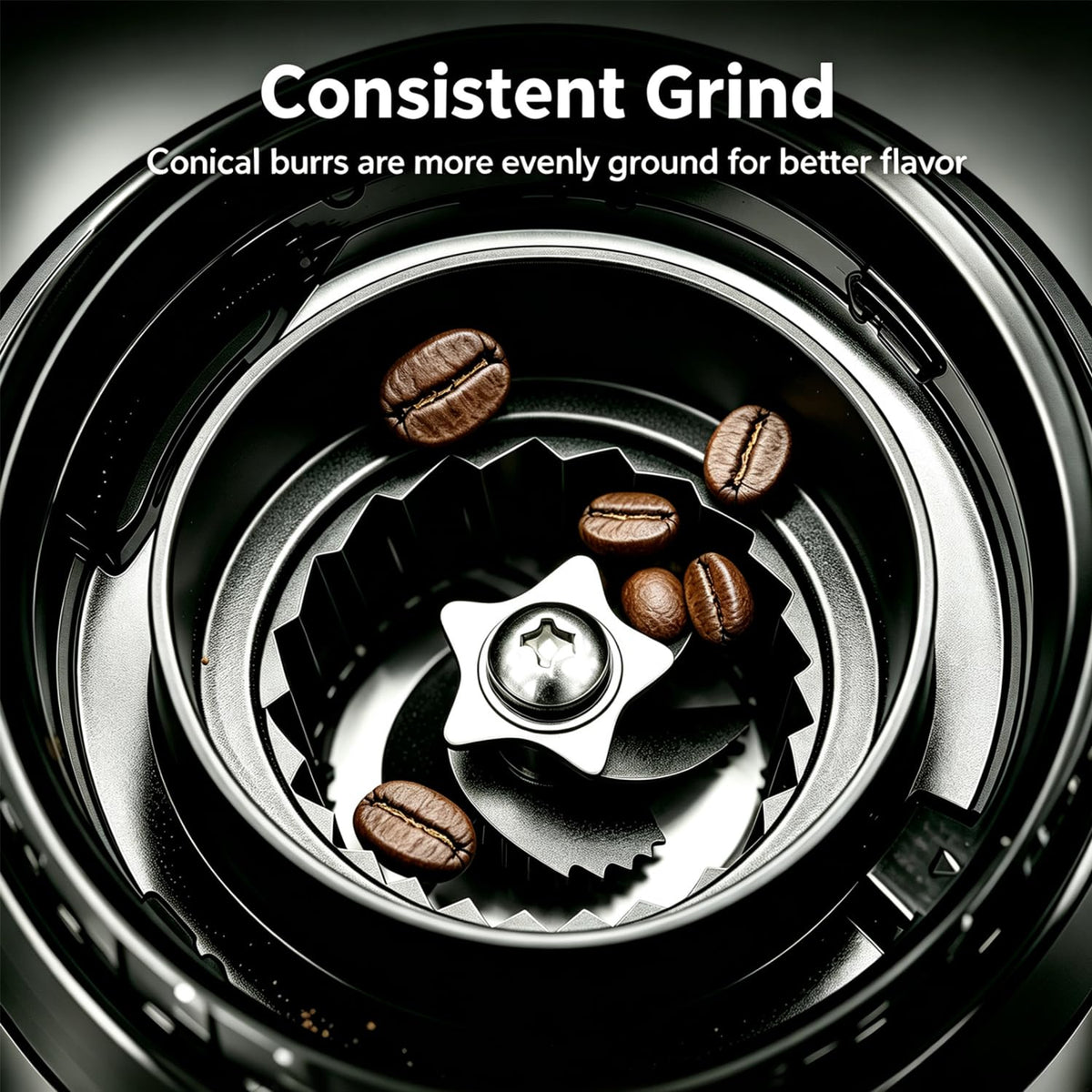 Conical Burr Coffee Bean Grinder, 25 Precise Settings, Anti-Static A568