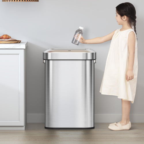 24 Gallon 90 Liter Open Top Stainless Steel Slim Trash Can N974