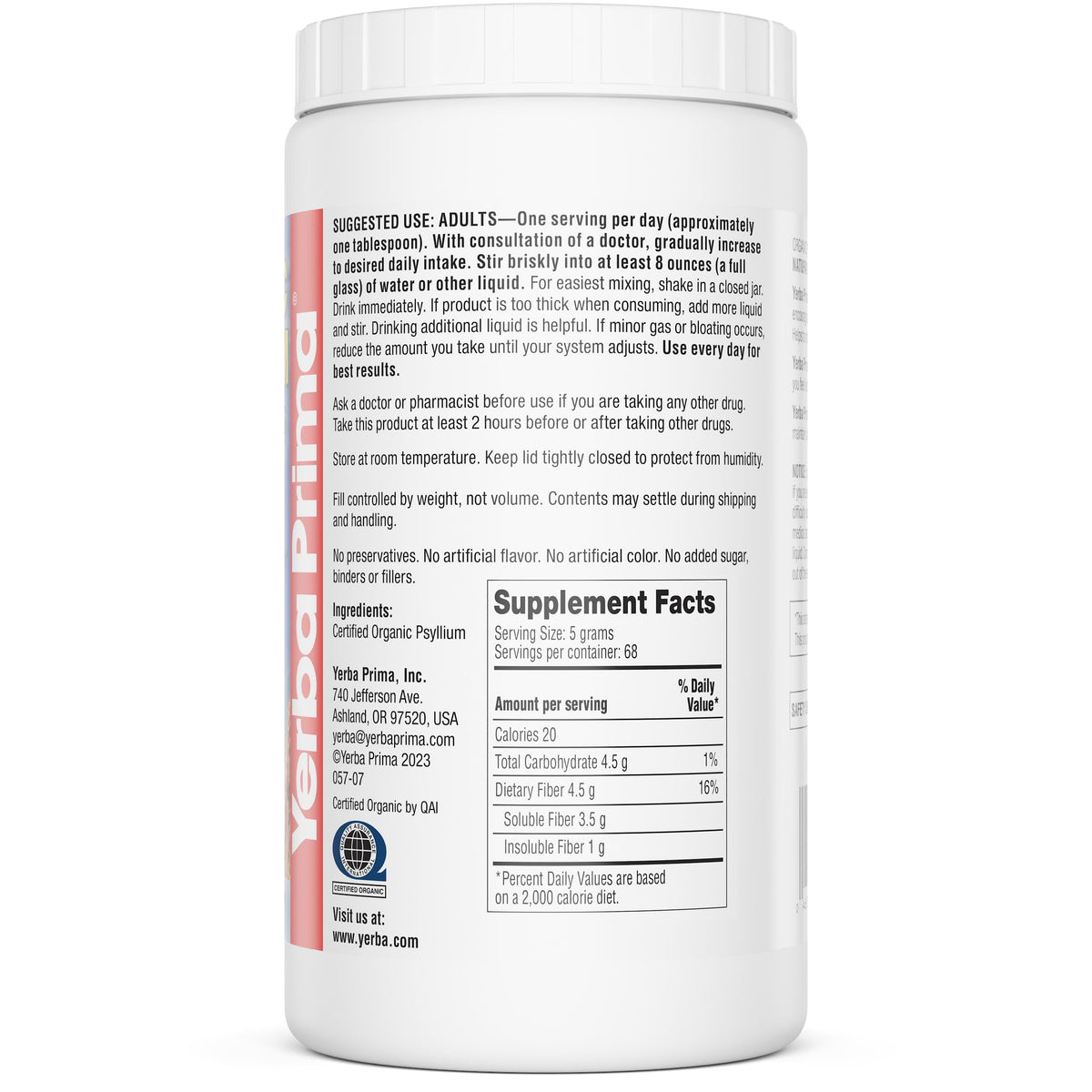 Organic Psyllium Whole Husks 12 oz Fiber Supplement L288767