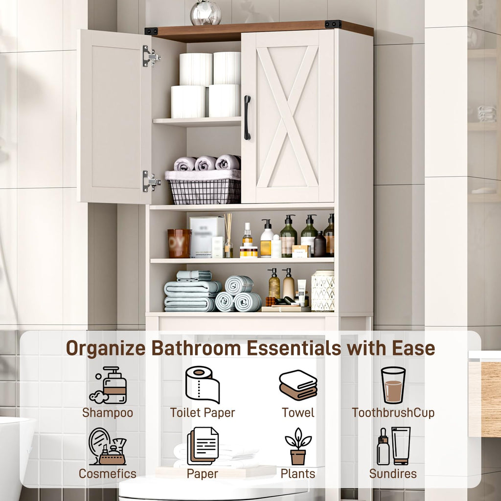 Over The Toilet Storage Cabinet with Adjustable Shelf, White I81685