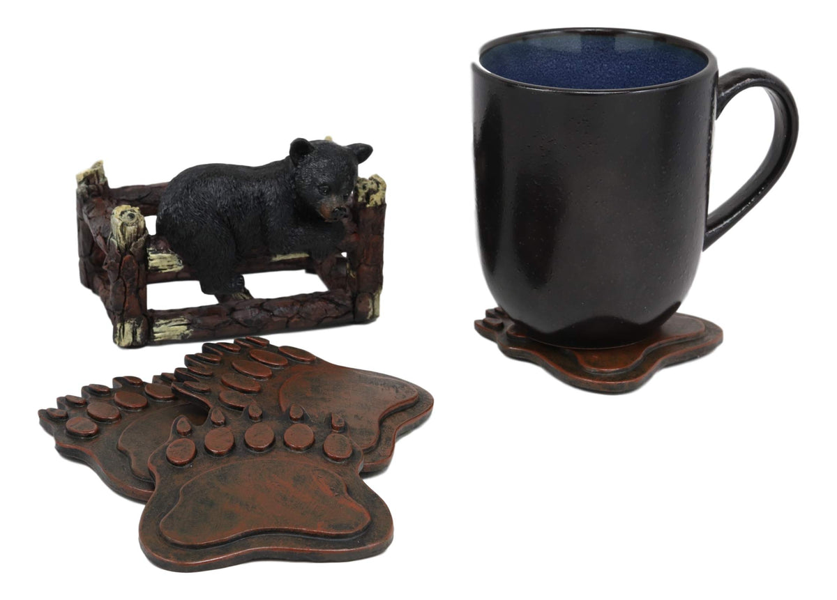 Coaster Set with 4 Bear Paw Tracks Coasters Y10754