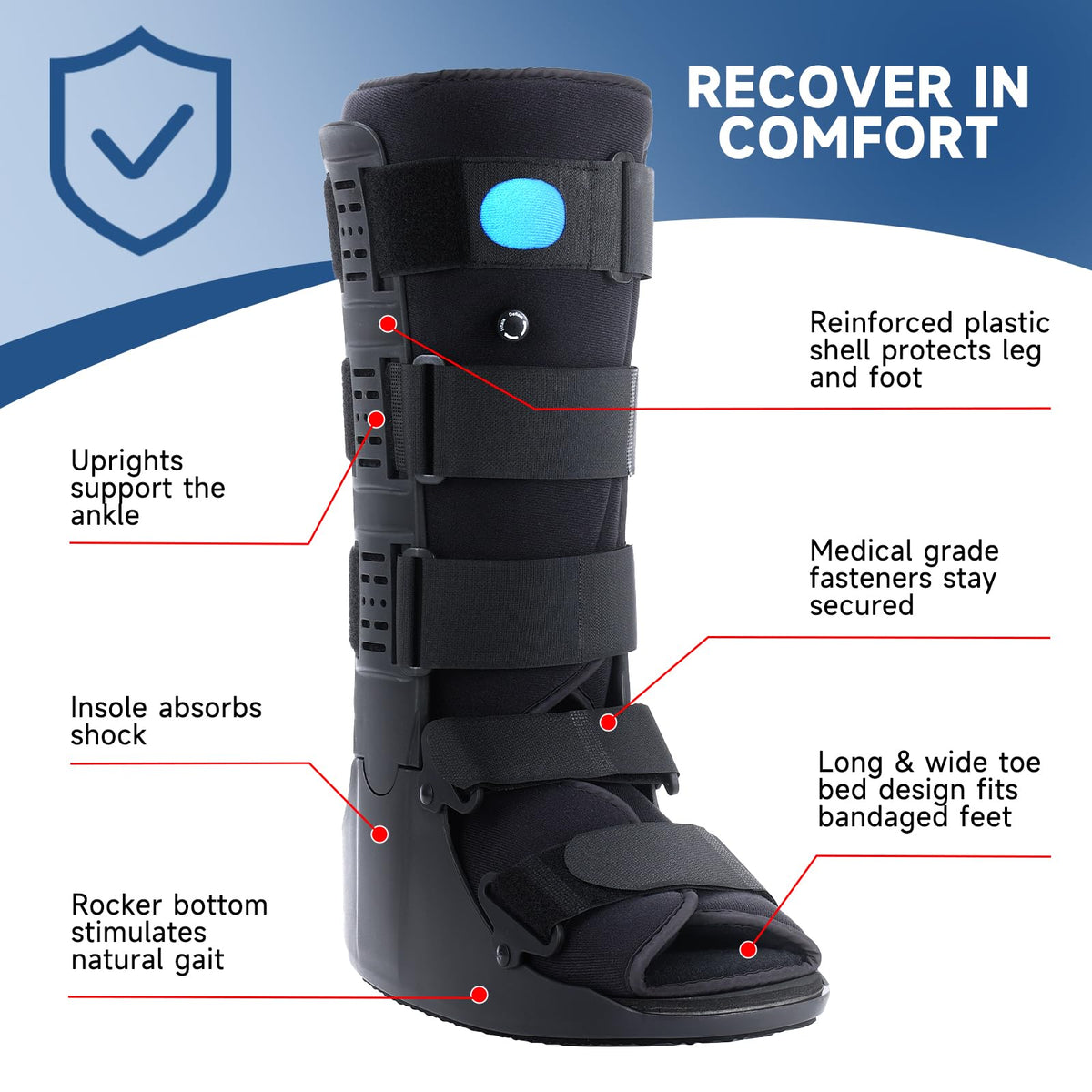 Black Small Tall Inflatable Walking Boot U571032