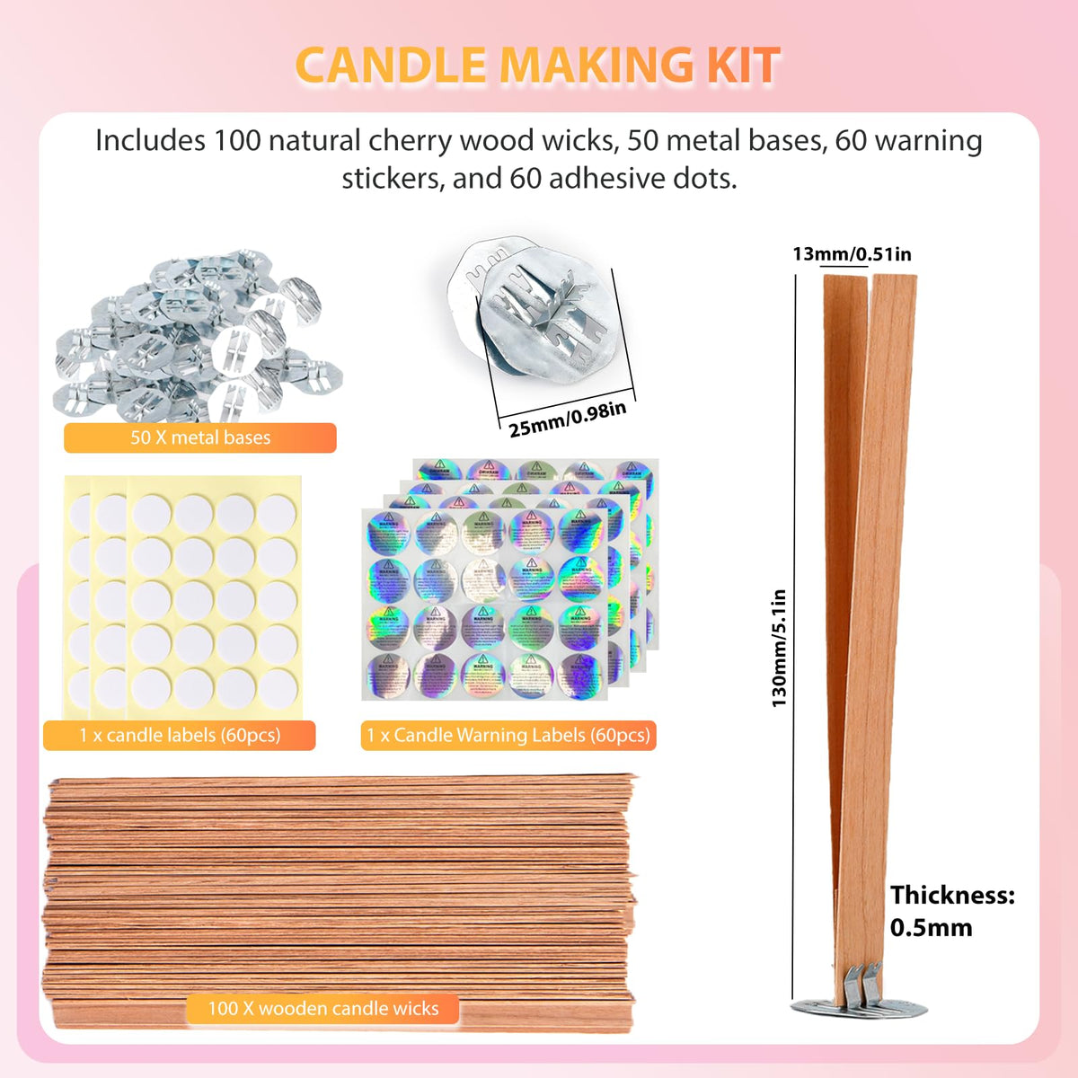 Cherry Wood Candle Wicks 100 PCS M942