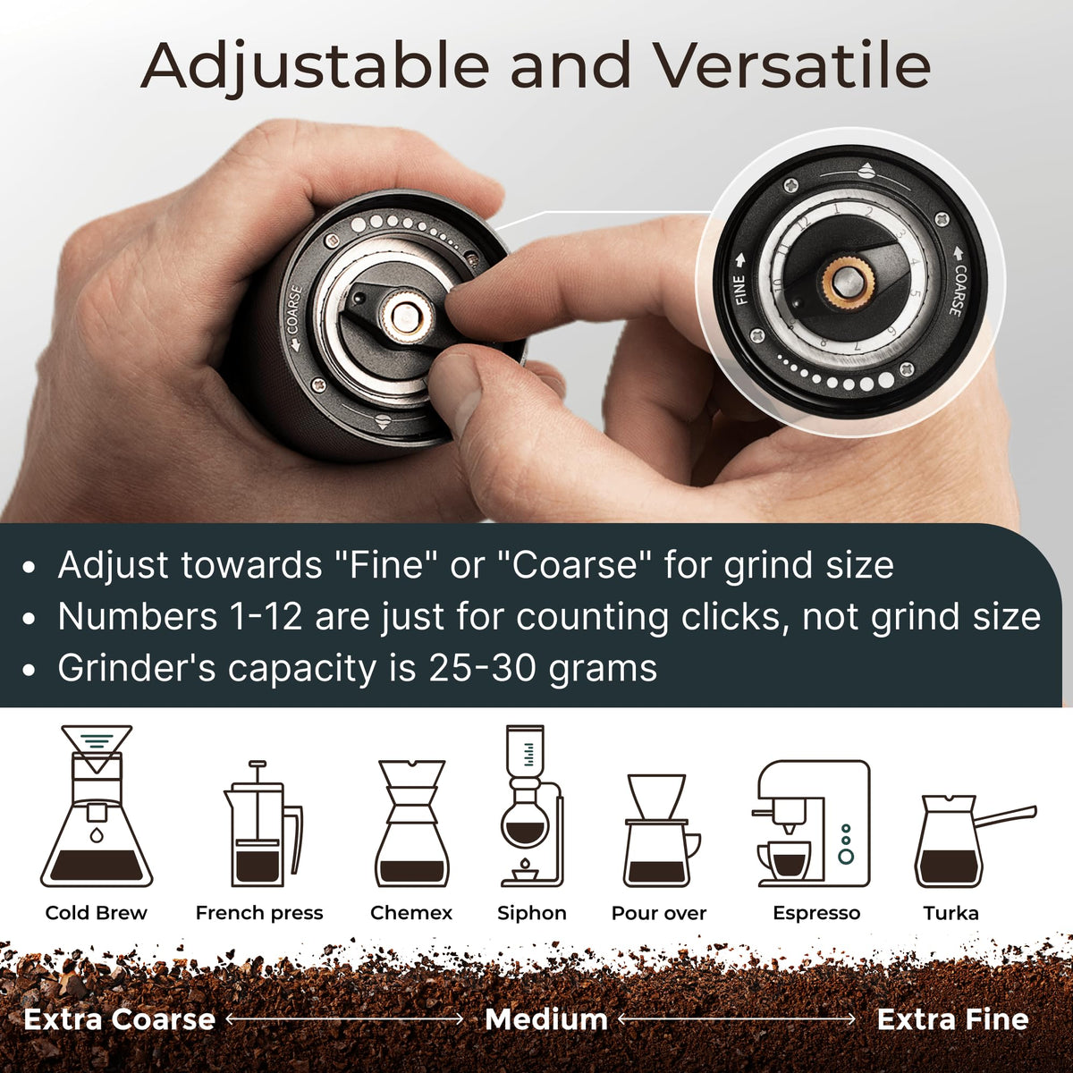 Manual Adjustable Conical Burr Coffee Grinder C169