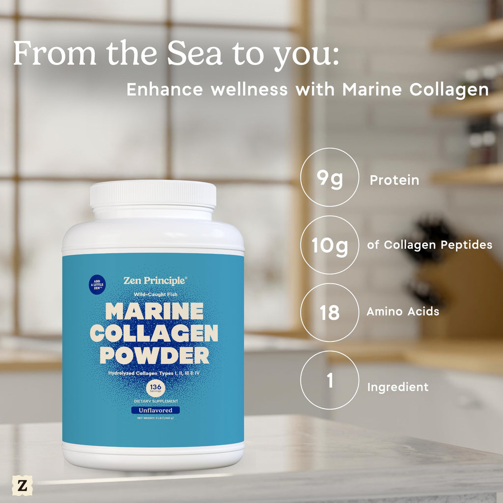 Marine Collagen Peptides Powder 3 lb. Wild-Caught Fish, Non-GMO. Hydrolyzed Types I, II, III & IV Protein. U72751